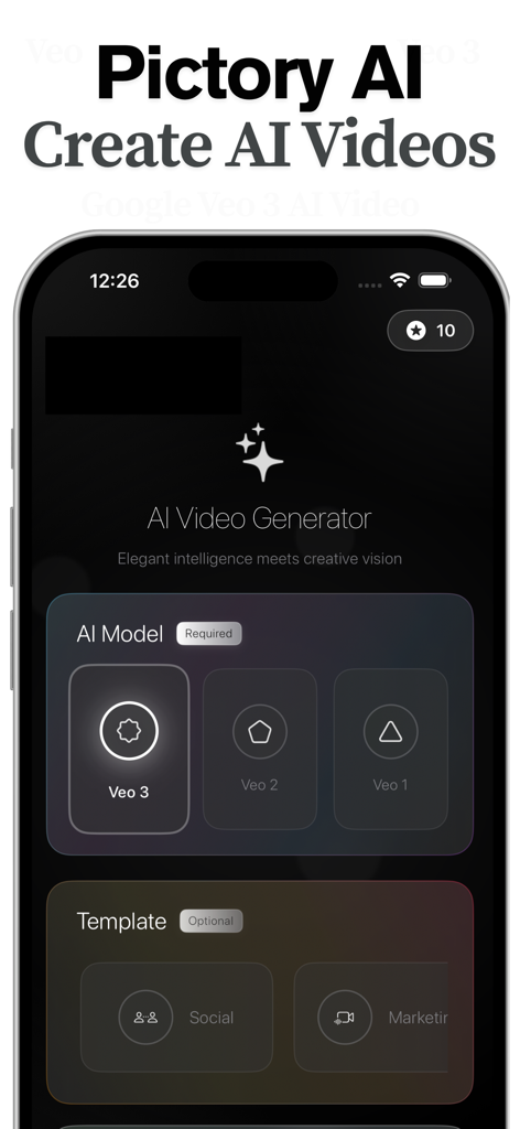 AI Video Generator - Seed AI - Interfaz del generador de vídeo IA Seed AI que muestra la selección del modelo Veo 3 y plantillas de contenido