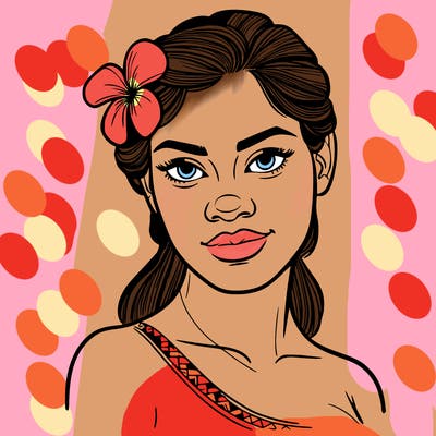 a realistic polynesian woman with a samoan pacific look and a taupou