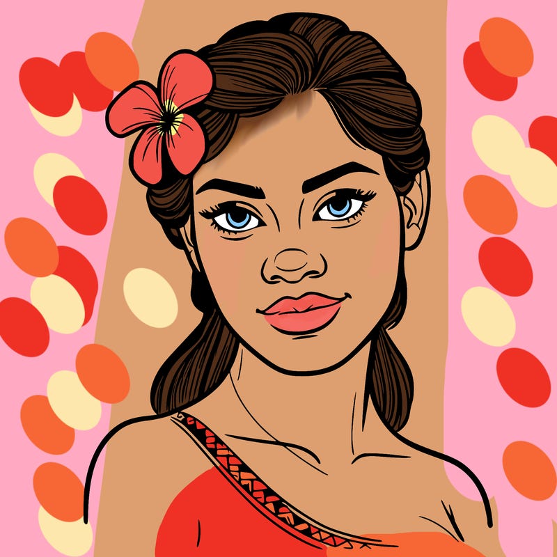 a realistic polynesian woman with a samoan pacific look and a taupou