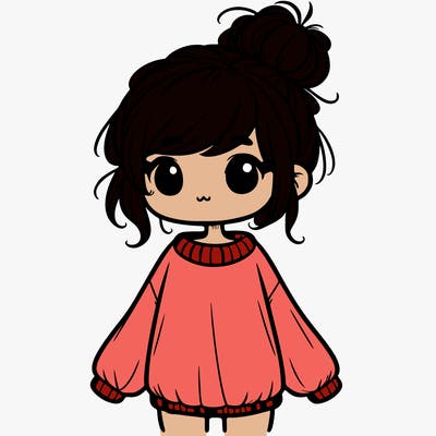 cute girl with baggy sweater and messy bun