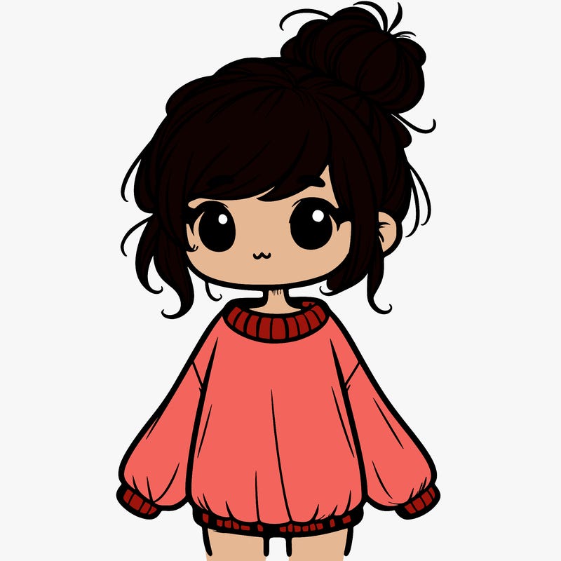 cute girl with baggy sweater and messy bun