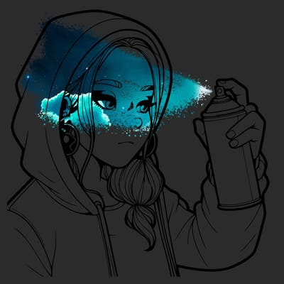 a realistic girl, spray painting