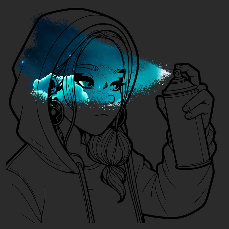 a realistic girl, spray painting