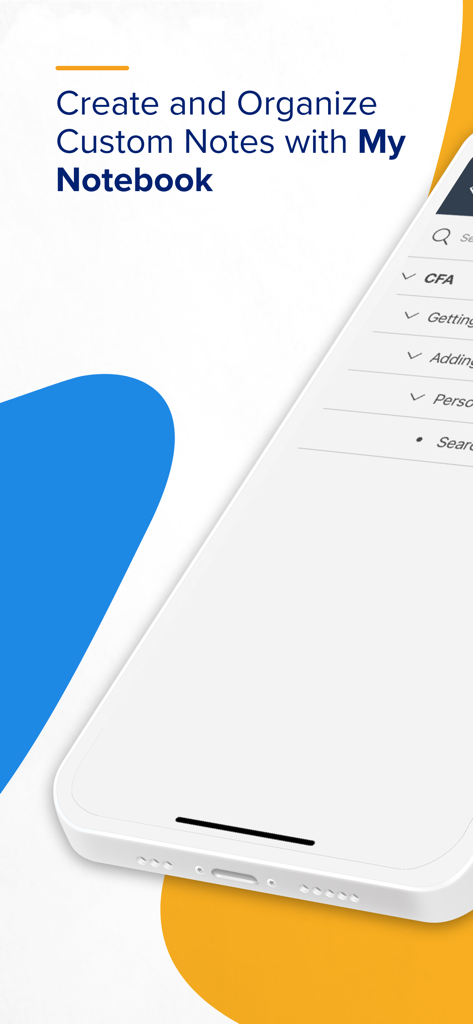 UWorld Finance - Exam Prep - UWorld Finance app interface showing the My Notebook feature for organizing custom study notes for CFA exams
