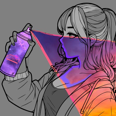 a realistic girl spray, painting