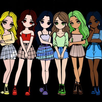 a group of girls realistic