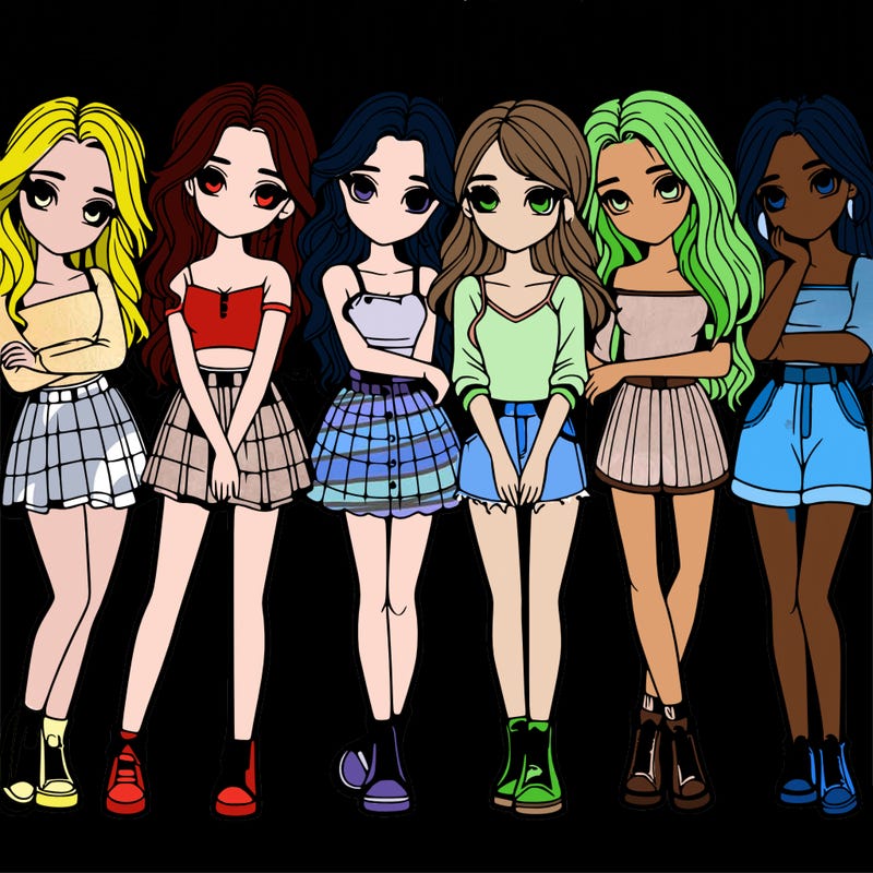 a group of girls realistic