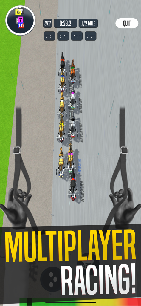 Multiplayer harness horse racing gameplay in Catch Driver from a first-person driver perspective