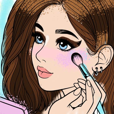 a realistic girl doing her makeup