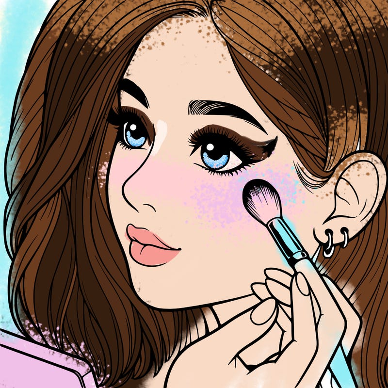 a realistic girl doing her makeup