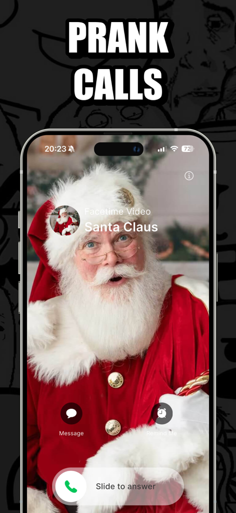 Fake Facetime video call from Santa Claus for prank calls