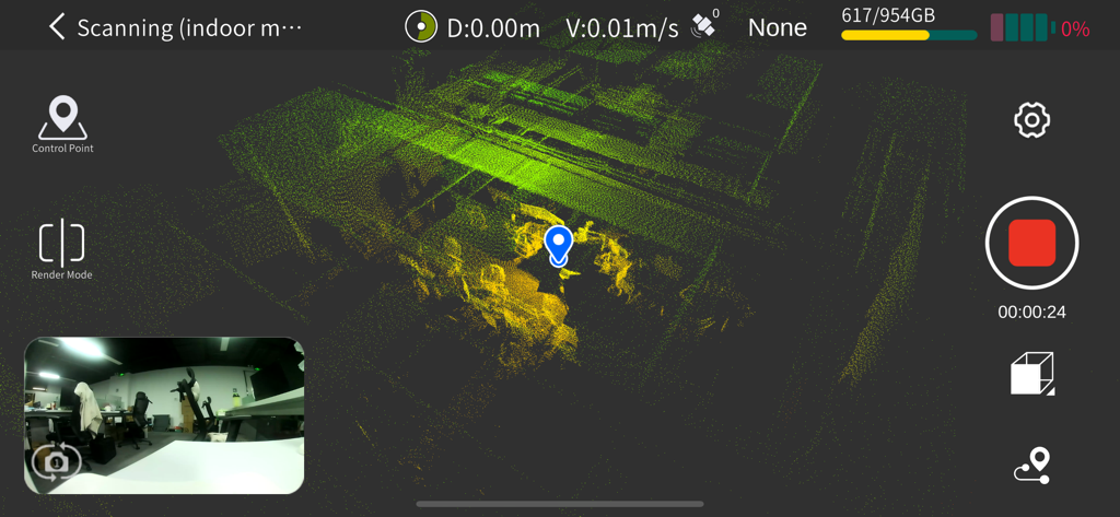 Real time 3D LiDAR point cloud scanning on the LixelGO app interface
