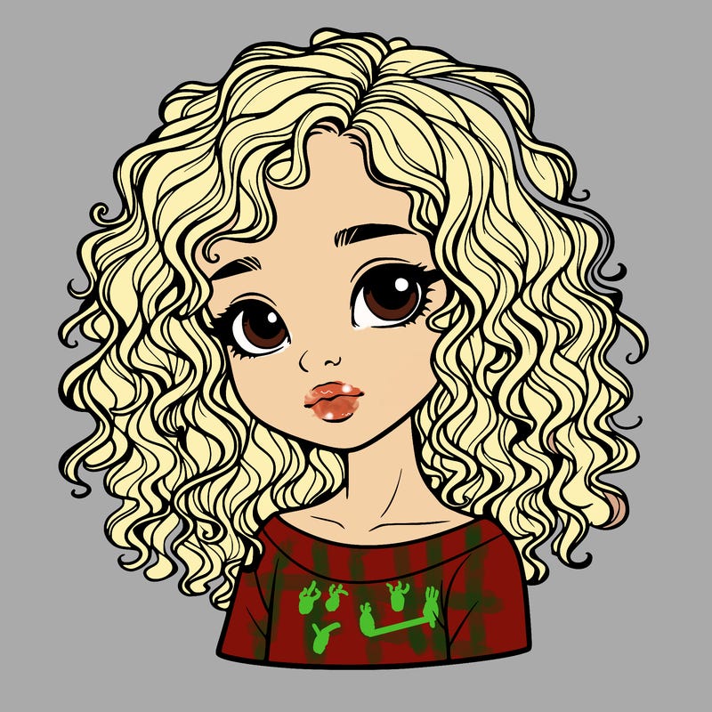 realistic girl with curly hair