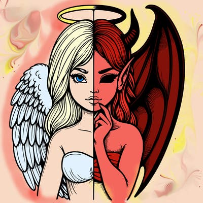 realistic angel half demon