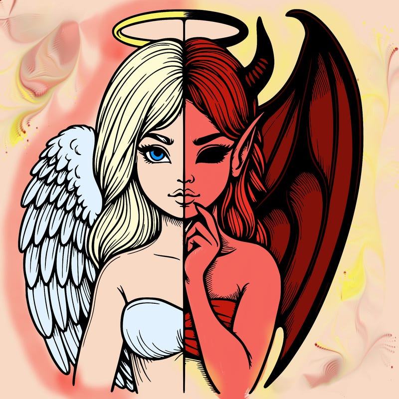 realistic angel half demon