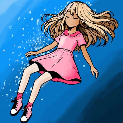 realistic girl floating