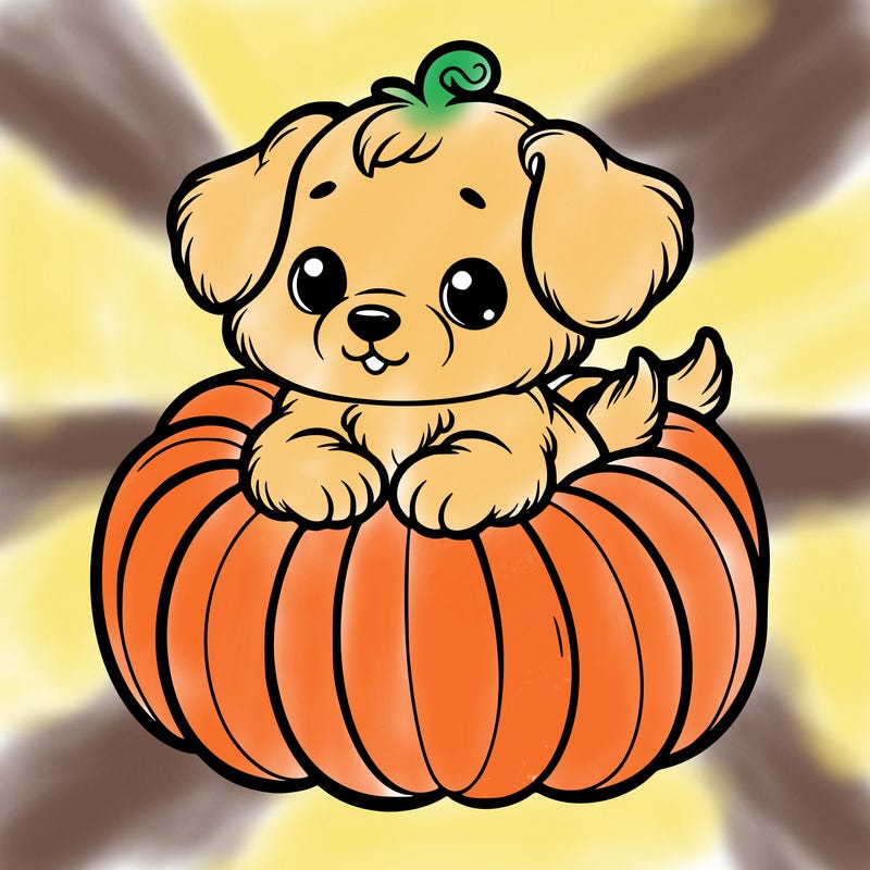 cute little puppy in a pumpkin