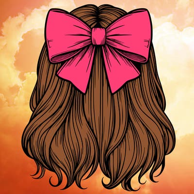 a realistic bow in girls hair
