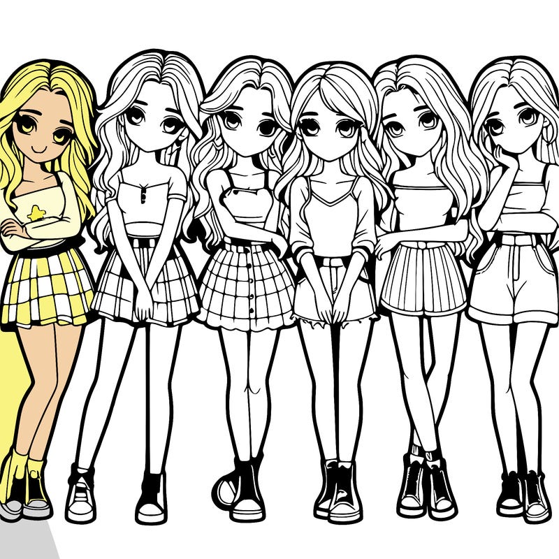 a group of girls realistic