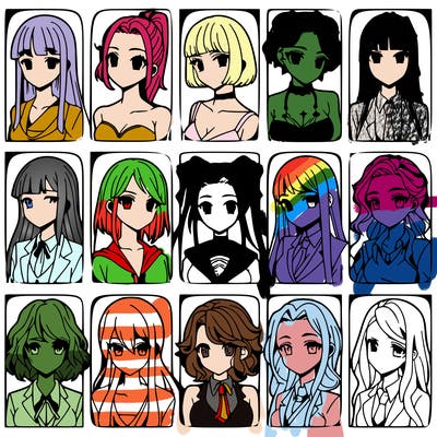 girls that look diffrent anime