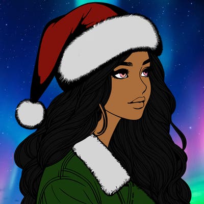 realistic girl in santa hat