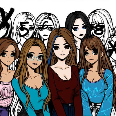 a group of realistic girls