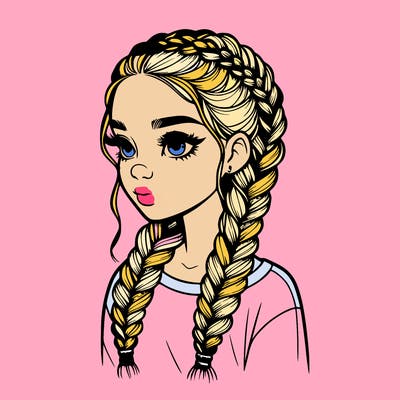 realistic girl with braids