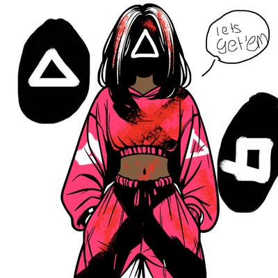 realistic girl faceless with baggy pants and a crop top