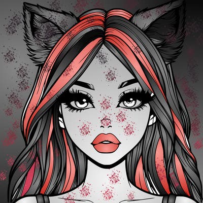 realistic girl with fox ears and realistic lips