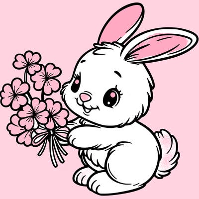 bunny with a bunch of clover