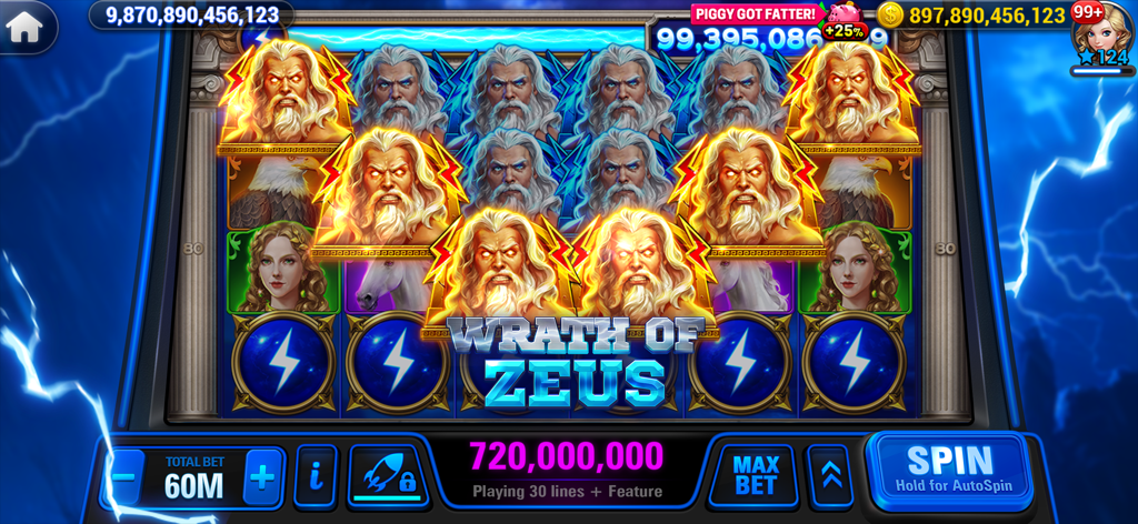 Wrath of Zeus Spielautomaten-Gameplay im HighRoller Vegas Casino App