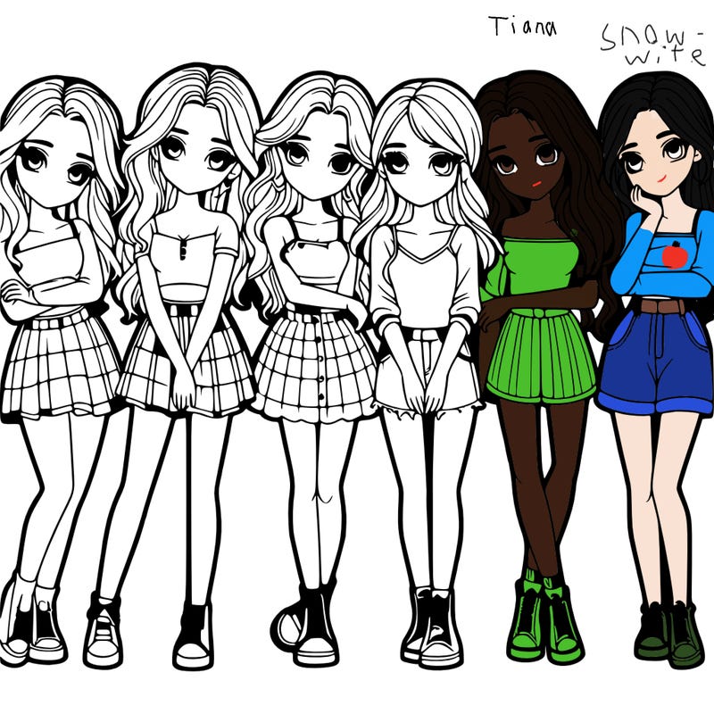 a group of girls realistic