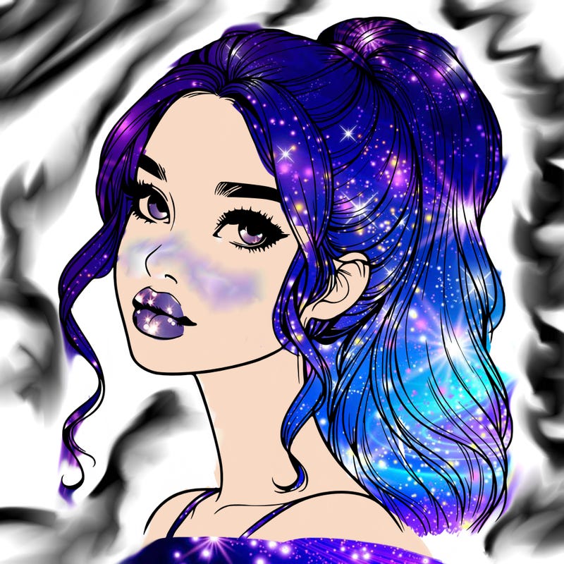 realistic girl with a ponytail on her hair and lips