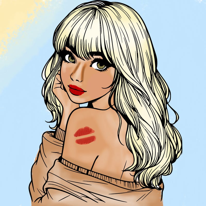 realistic girl with bangs looking over her shoulder