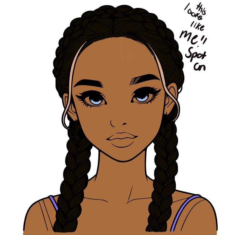 realistic girl with braids