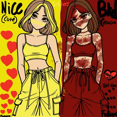 two girls with crop top with baggy pants