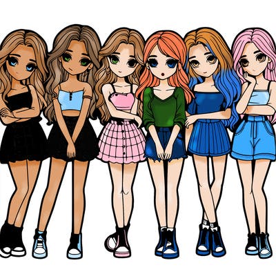 a group of girls realistic