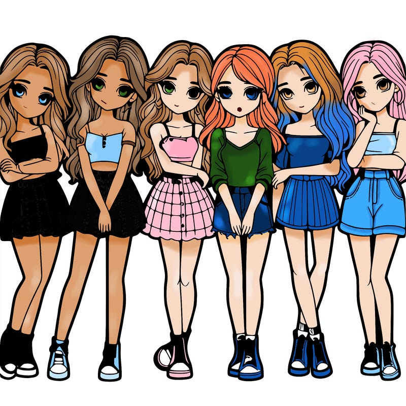 a group of girls realistic