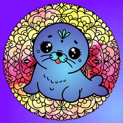 a cute baby seal mandala