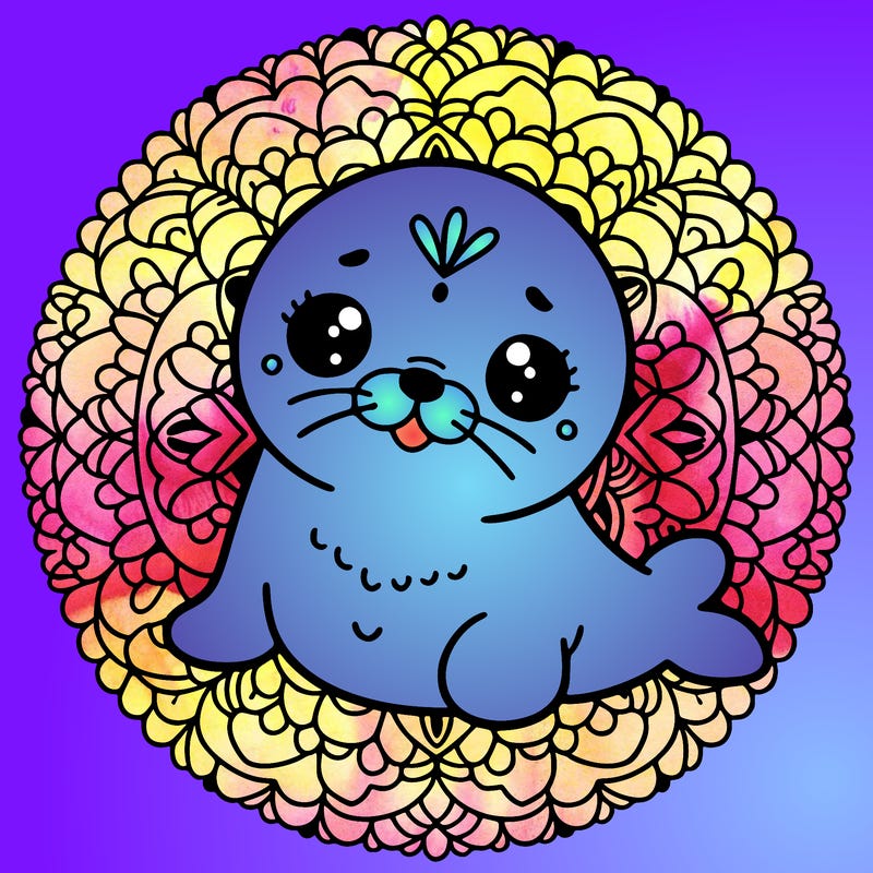 a cute baby seal mandala