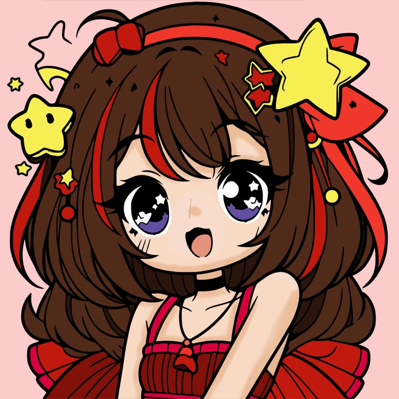 cute anime girl with star accessories