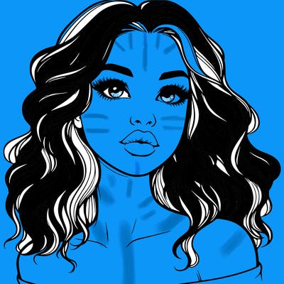 realistic girl with wavy hair and lips