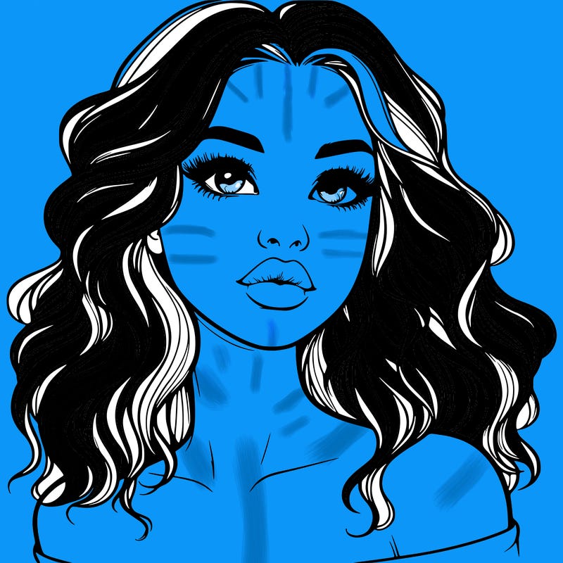 realistic girl with wavy hair and lips