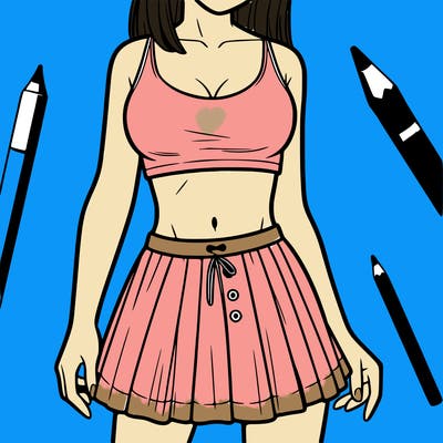 a woman wearing croptop and skirt