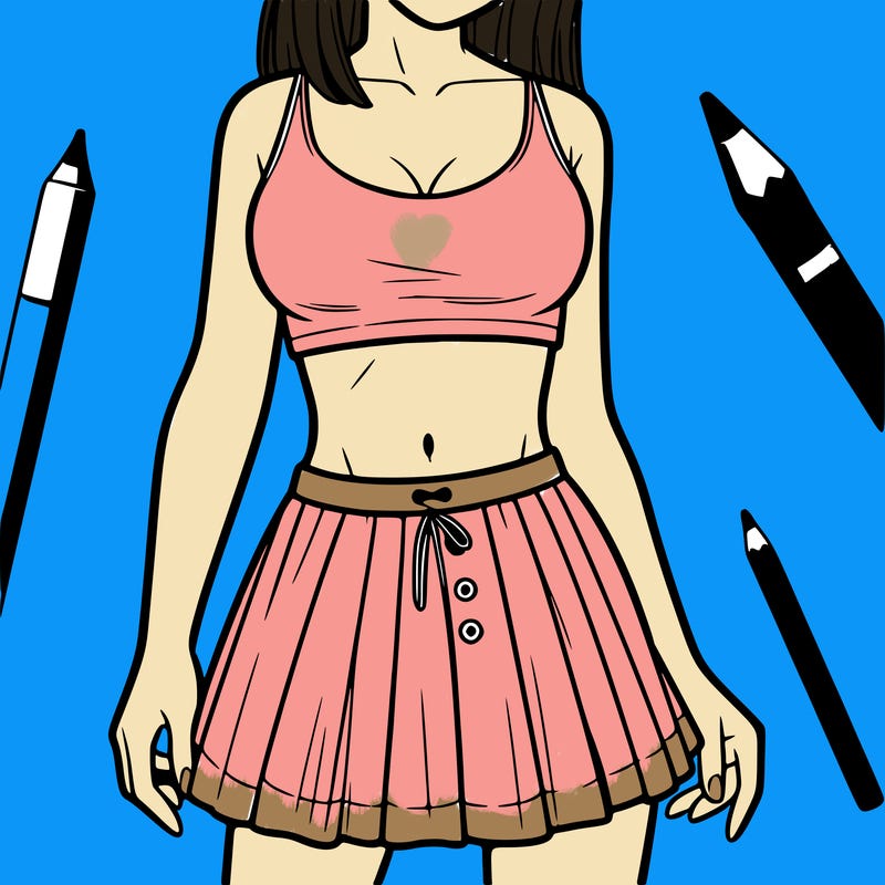 a woman wearing croptop and skirt