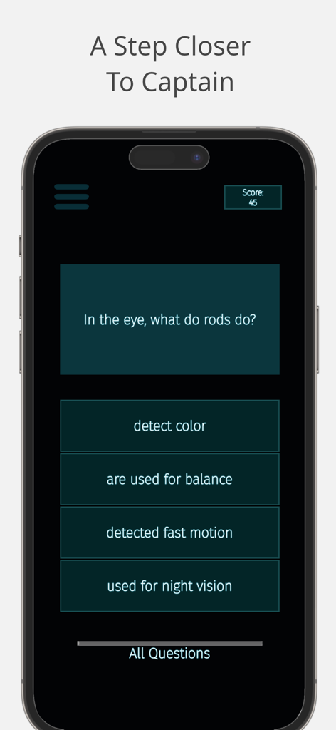 A pilot exam practice question on the ATPL Practice Canada mobile app interface.