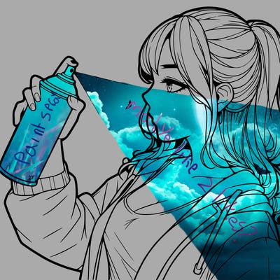 a realistic girl spray, painting