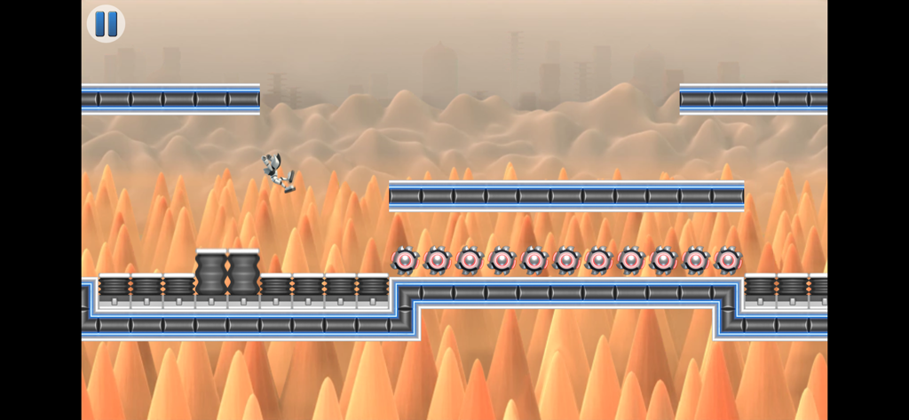 G-Switch 4: Creator - A robot character jumping between platforms in G-Switch 4 Creator gameplay.