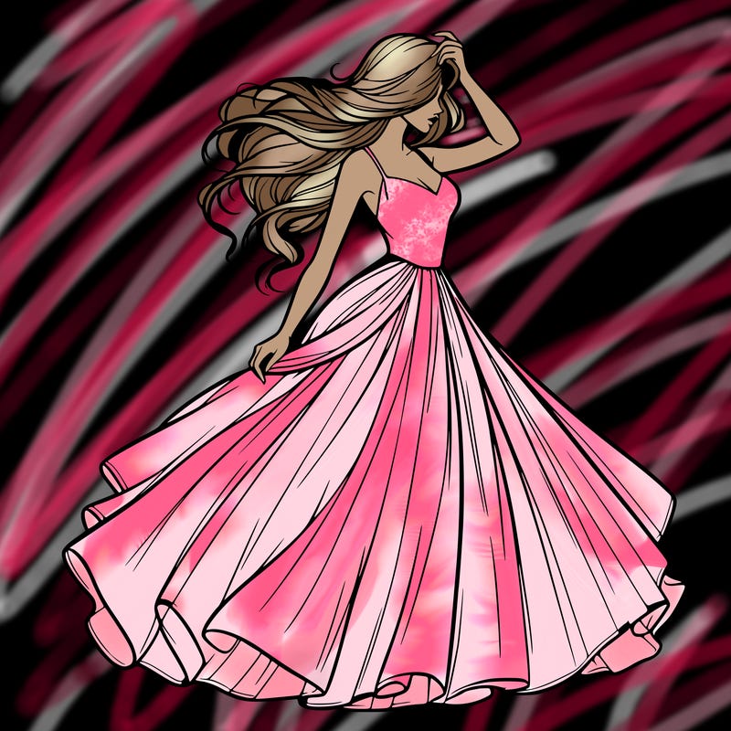 realistic woman with dress flowing in the wind