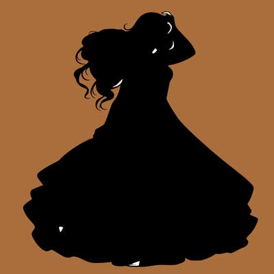 realistic woman with dress flowing in the wind